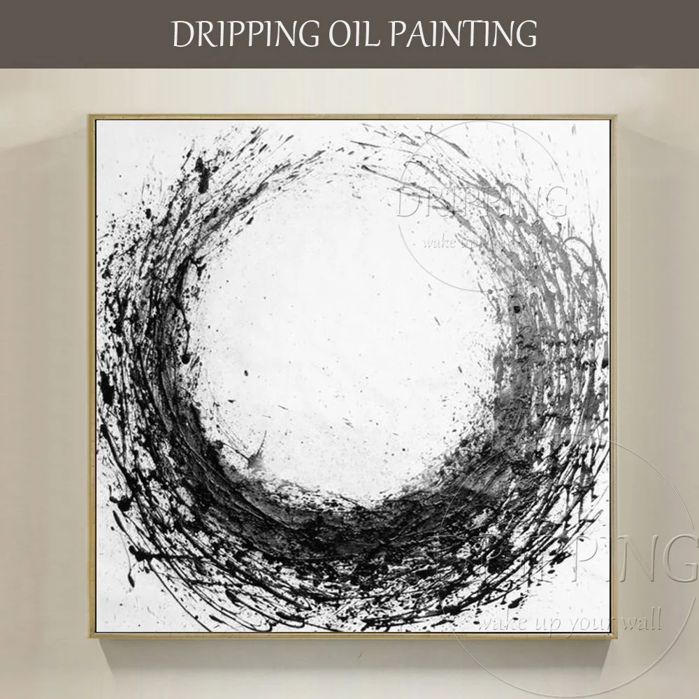 

Artist Hand-painted High Quality Modern Abstract Black and White Oil Painting on Canvas Handmade Large Abstract Oil Painting