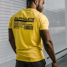 2019 Summer New ALPHALETE Men's Cotton Short Sleeve T-Shirt Gym Fitness Shirt Men's Casual Fashion Print O-Neck T-Shirt