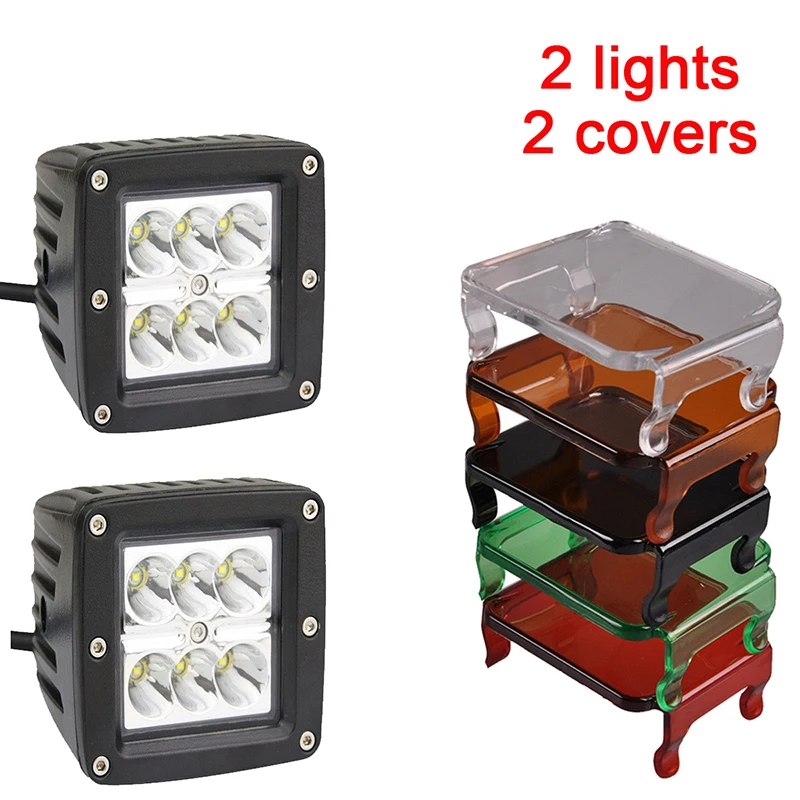 12w led work light 18w led work light square led driving light led pod light spot flood led working offroad off road white amber blue green pods 12v 24v atv 4x4 4wd 3inch truck fog light vehicles car auto motorcycle (1)