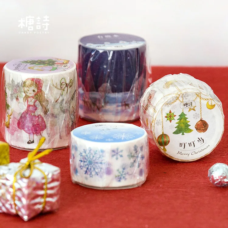 

1pc Merry Christmas Decorative Postcard Washi Tape Adhesive Tape DIY Scrapbooking Sticker Label Masking Tape Xmas