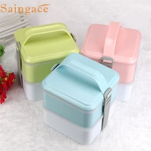 Null Portable 2 Schichten Bento Lunchbox Plastiknahrungsmittelbehälter Mittagessen Container