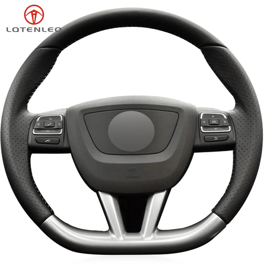 

LQTENLEO Black Artificial Leather Steering Wheel Cover For Seat Leon Altea Leon Cupra 2008-2012 Toledo 2012-2014 Alhambra 2010