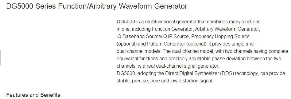 RIGOLDG5252 функция/генератор сигналов произвольной формы 250 МГц Max Выходная частота 1GSa/s Максимальная частота выборки 128 Mpts памяти глубина