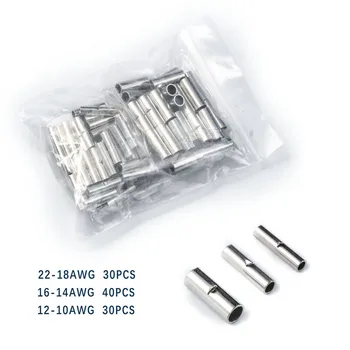 

100 Pcs/set Butt Splice Wire Connector Bare Copper Tinned Crimp Terminals AWG 22-10 Bare Crimping Terminals Connectors Kit