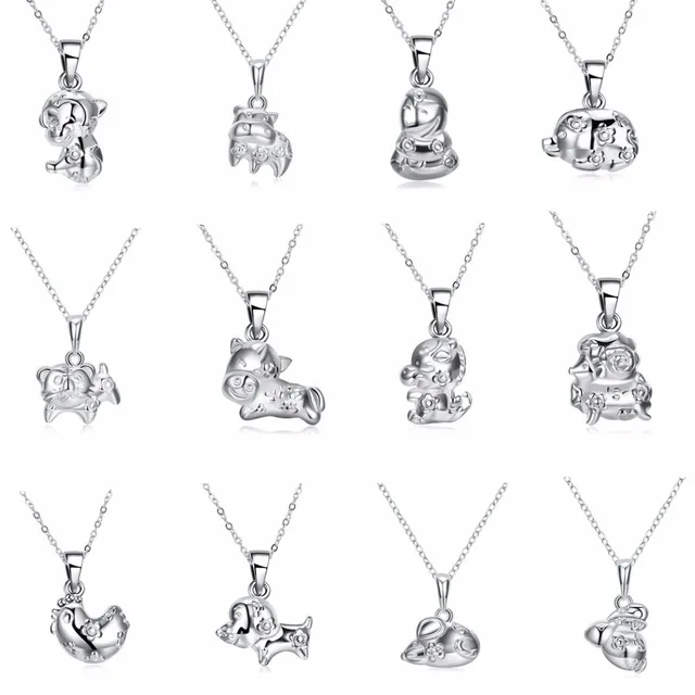 Rat/Ox/Tiger/Rabbit/Dragon/Snake/Horse/Goat/Monkey/Dog/Pig 12 Chinese Zodiacs 3D Animal Stereoscopic Collares Necklace Jewelry