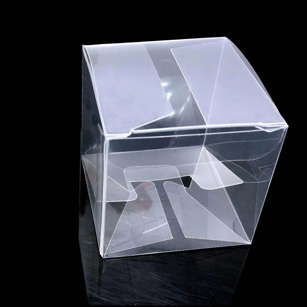 50 шт./лот, ПВХ квадратные подарочные коробки, Подарочная коробка для конфет, Сувенирная Коробка, прозрачная коробка для шоколада, десерта, 5x5x5 см - Цвет: Прозрачный