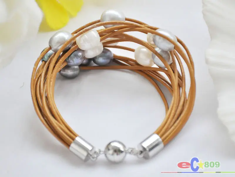 12 mm noir South Sea Shell Pearl Round Beads Bracelets 7.5/"
