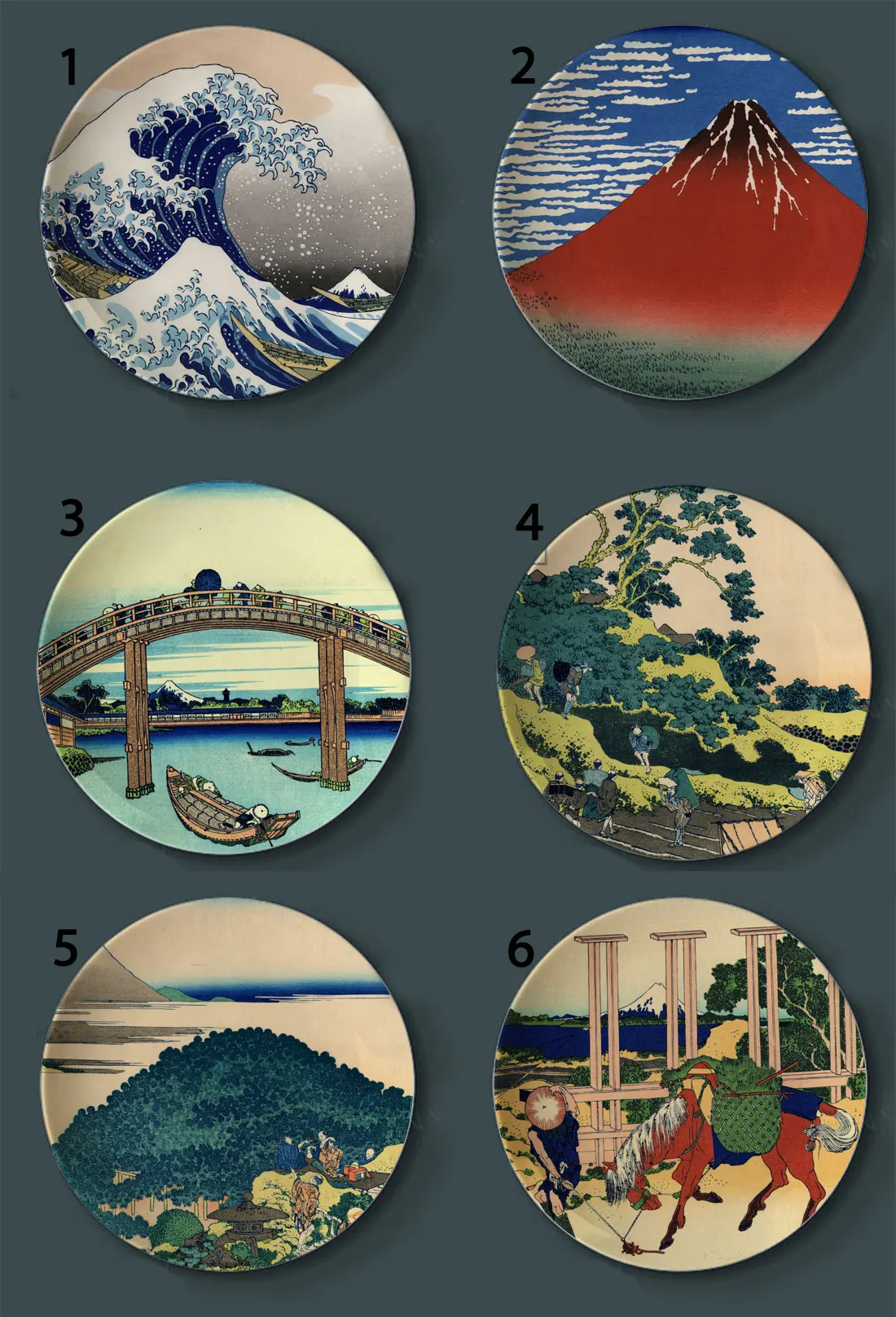Декоративная тарелка Tomitake подвесная Hokusai японская керамическая настенная