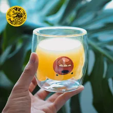 Питьевой воды Стекло молока чашку животных мультфильм милый двойной слой термостойкие корейский стиль моды простой 250 мл