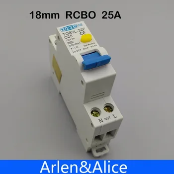 

18MM RCBO 25A 1P+N 6KA Residual current differential automatic Circuit breaker with over current and Leakage protection