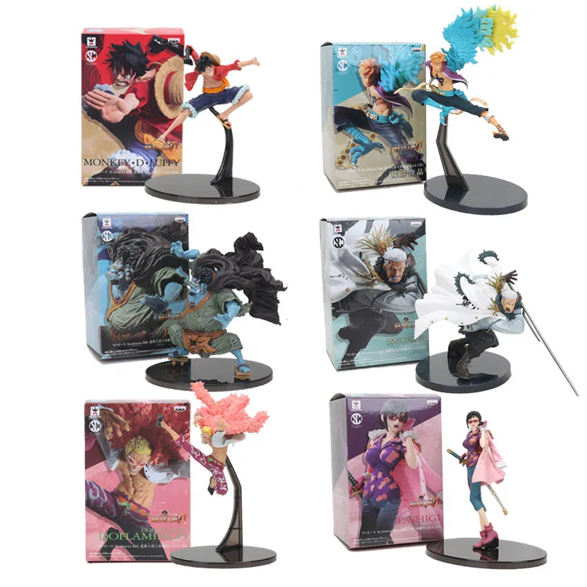 

6pcs/set 17-20cm One piece Luffy Donquixote Doflamingo Jinbe PVC Figure Model Toy