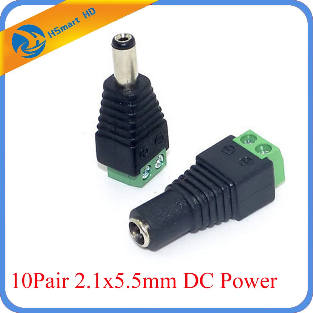 

10Pair 20pcs/lot 2.1x5.5mm DC Power Female Plug Jack + Male Plug Jack Connector