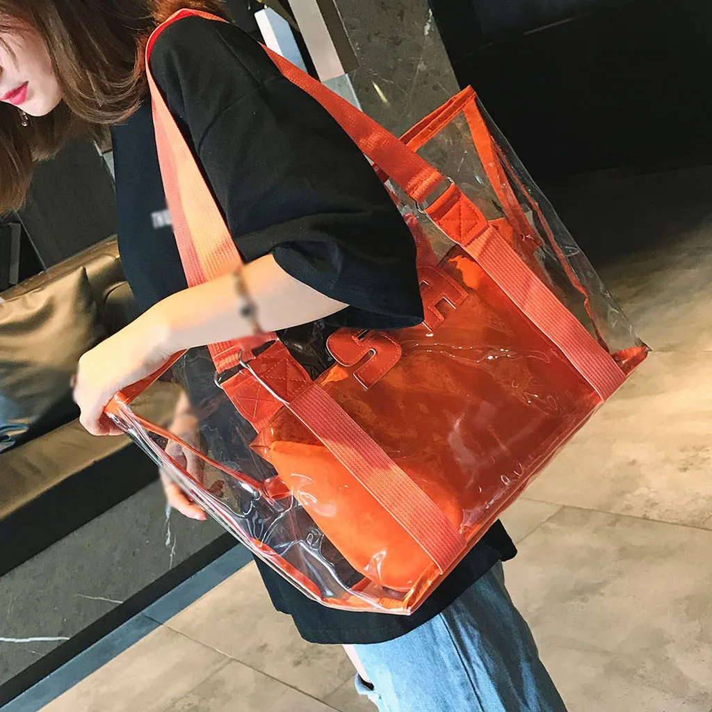 Женская модная сумочка на ремне прозрачная сумочка Летняя Пляжная Большая вместительная сумка Женская# T30