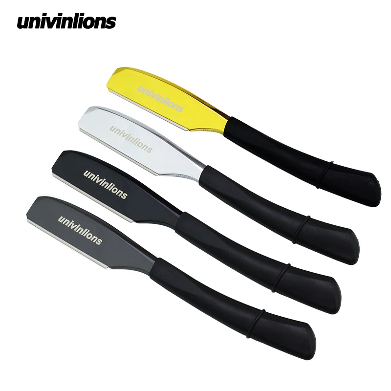 6"univinlions gold silver blades straight razor stick for men women barber shaving knife spring design beard face underarm body