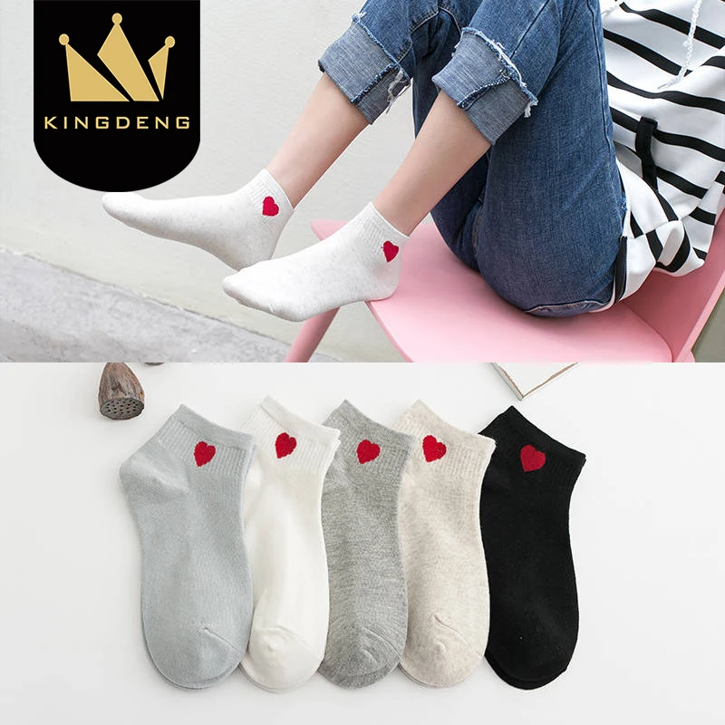 

KingDeng Women's Summer New Striped Cute Embroidery Boat Sock Funny Moomin Korean Style Simple Fashion Design Harajuku