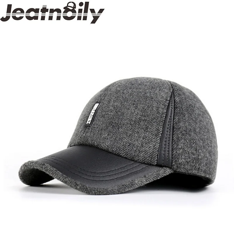 

[JEATNOILY] Warm Winter Thickened Keep Warm Baseball Cap With Protection Ears Men'S Cotton Hat Snapback Hats Ear Flaps For Men