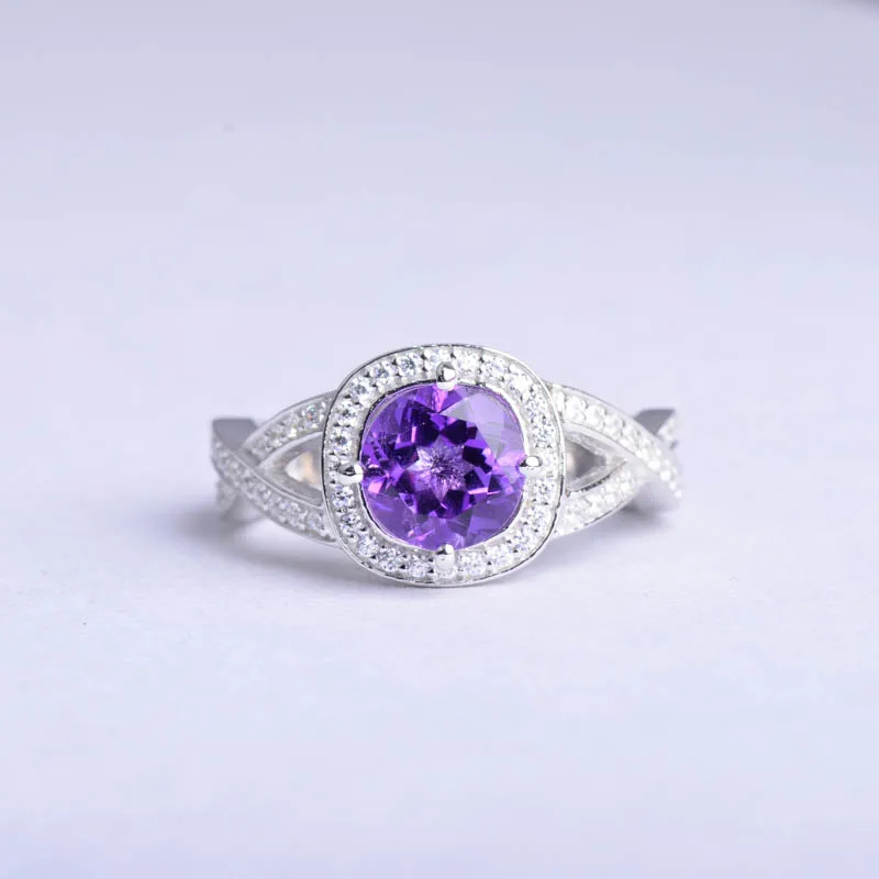 CSJ Fine Jewelry 925 Sterling Silver Ring Purple Nature Amethyst stone Women Wedding Anel Aneis Gemstone Rings