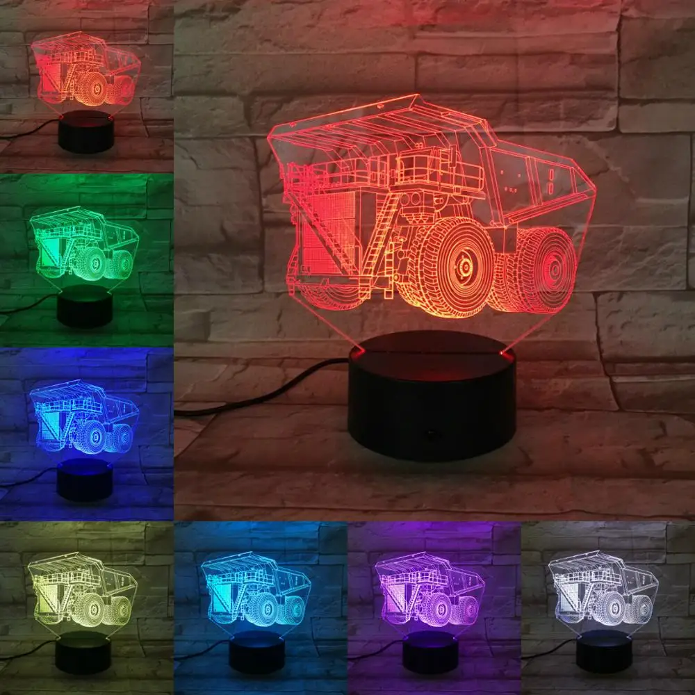 

Night Light Luminaria Led Light Flashlight Armored Car Tractor 3D Lamp Bedroom Decor Gifts for Kids Children Led Lighting Abajur