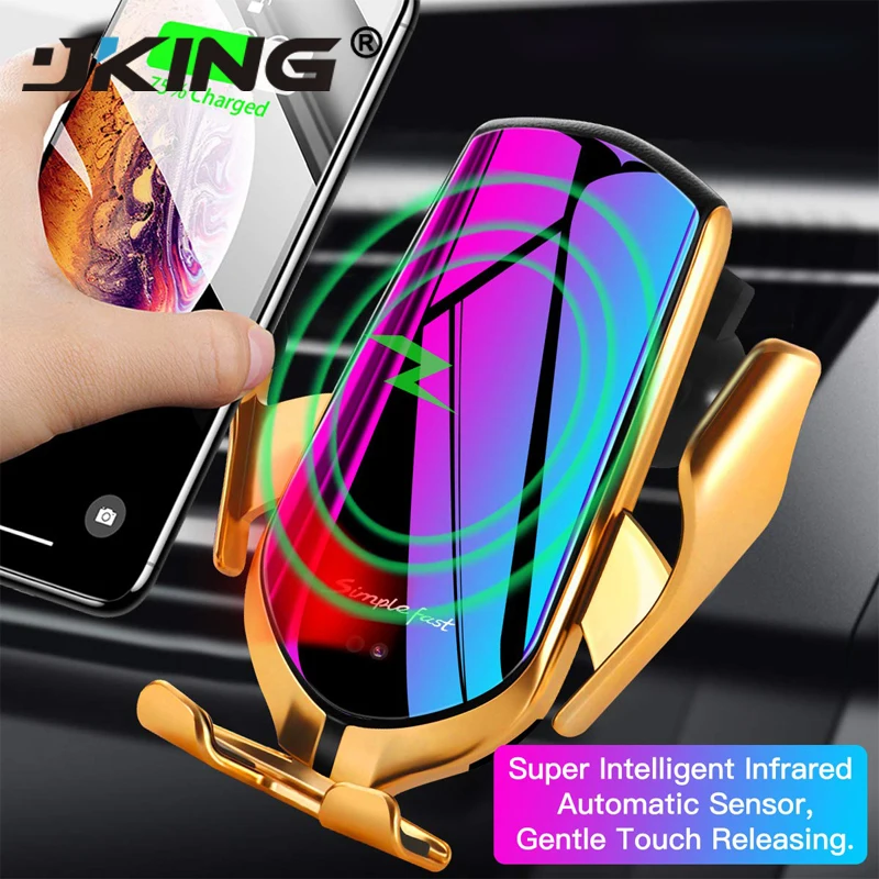 

Smart Sensor Wireless Car Charger QI 10W Fast Charging Holder Compatible For iPhone Xs/Xs Max/XR/X /8, Samsung Galaxy Note 9/ S9