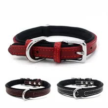 Удобный неопреновый мягкий ошейник из натуральной кожи для маленьких средних и больших собак прочный двойной мягкий кожаный ошейник для собак