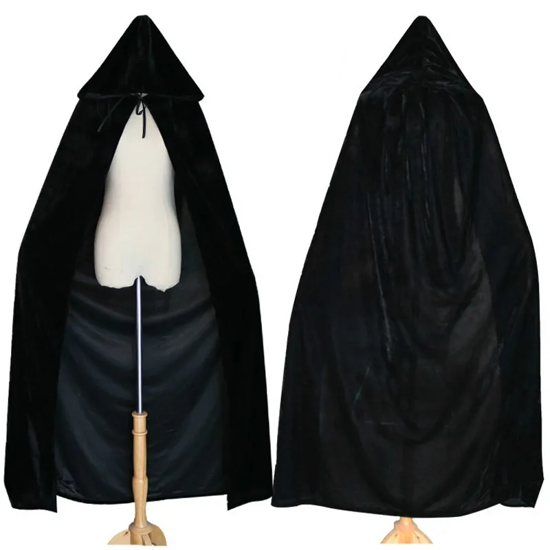 Хэллоуин смерть плащ-накидка для взрослых Косплэй костюм детский костюм черного цвета волшебника халат Плащ вампир плащ - Цвет: Черный