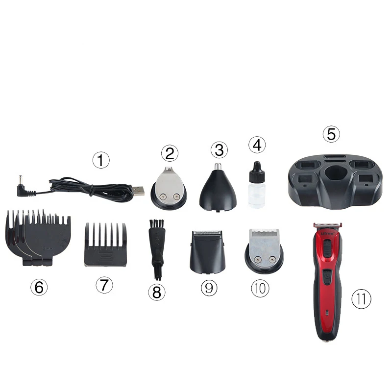  HOTUfree U-99 Rechargeable 5In1 Multifunction Clipper Set Diy Lettering Hair Clipper Shaving Nose H