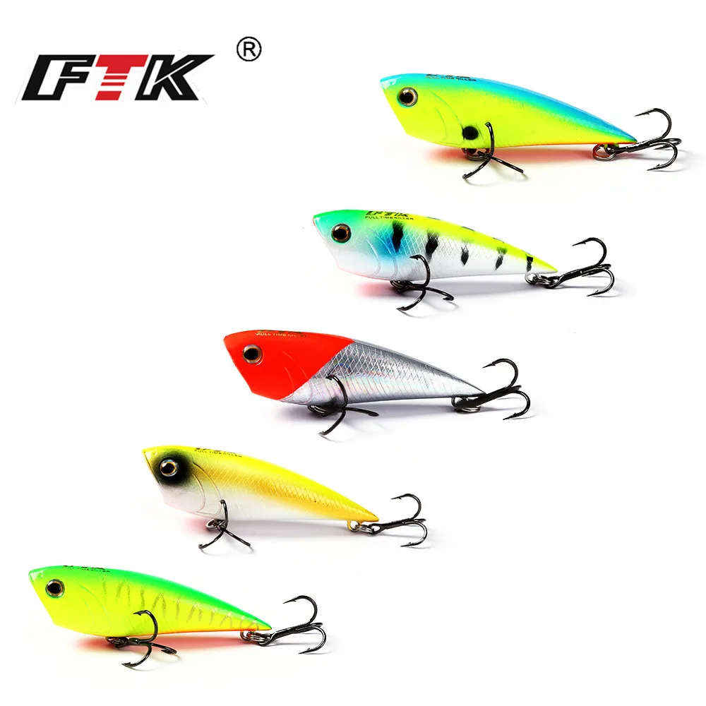  FTK Fishing Lure Kit Popper 5pcs/lot Professional 3D Eye Swim Bait Fishing Tackle Set Lifelike Bass