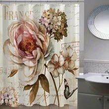 Creative Classic Retro Flowers WaterProof Bath Curtain Home decor Bathroom Shower Curtain Polyester Fabric flowers blossom waterproof bath curtain