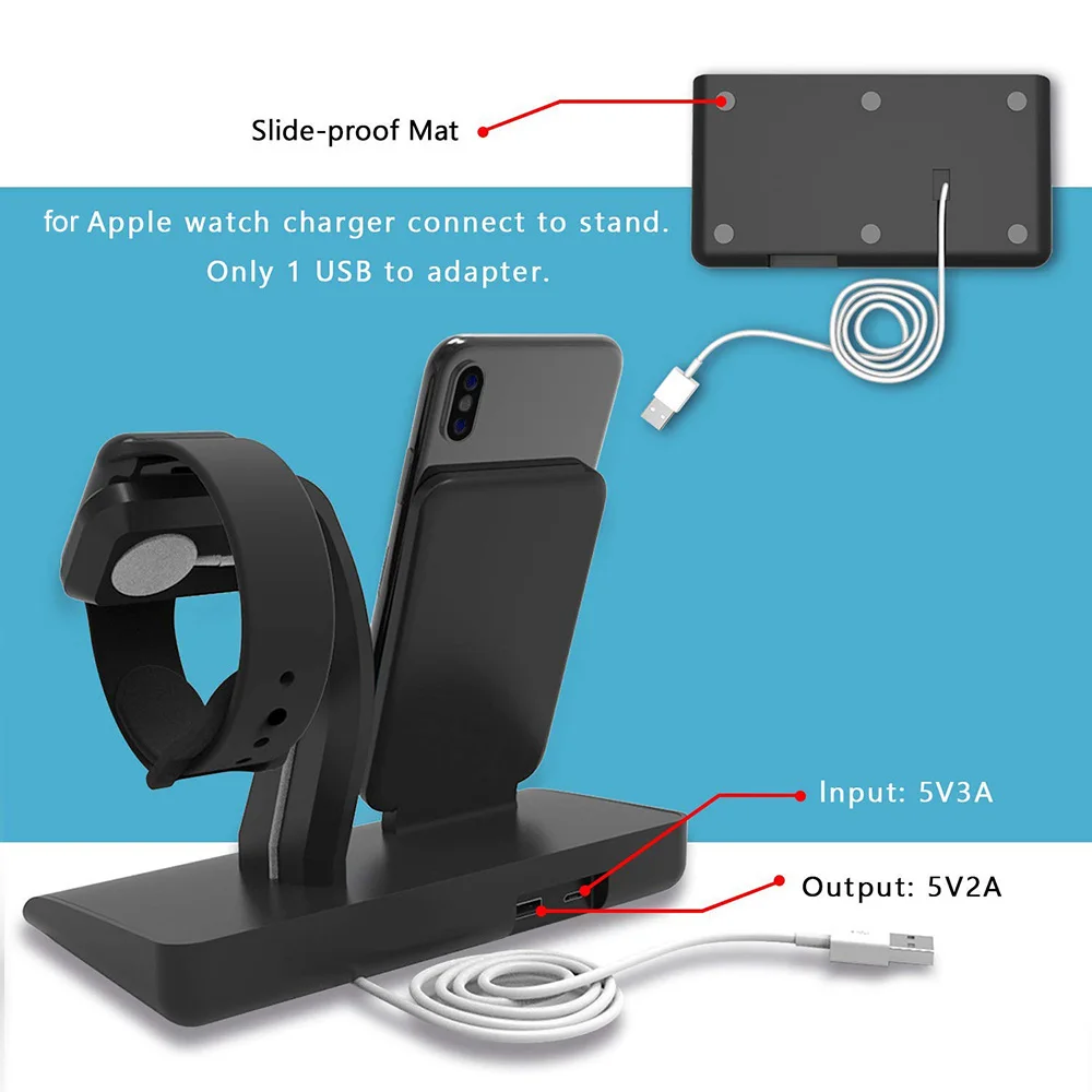 FDGAO для Apple Watch Stand 2 в 1 Qi Беспроводное зарядное устройство для iPhone XS Max XR X 8 10 Вт Быстрая зарядка для samsung S9 S8 Note 9 8