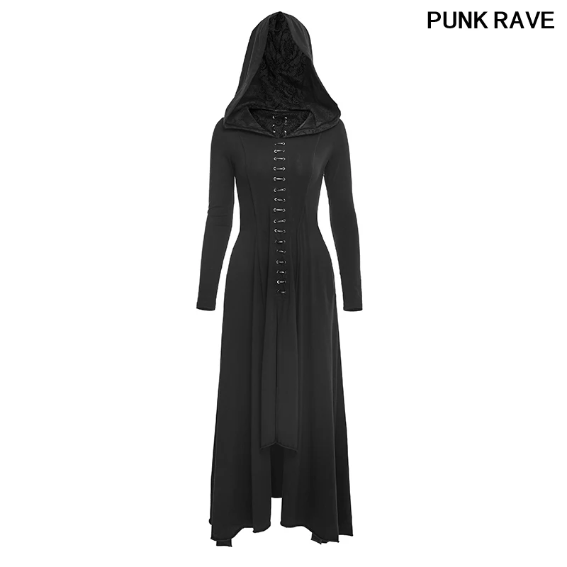 

Gothic Knit Long Slim irregular big swing patterns dress mesh fabric Wool stitching design Ankle Length Dress PUNK RAVE Q-290