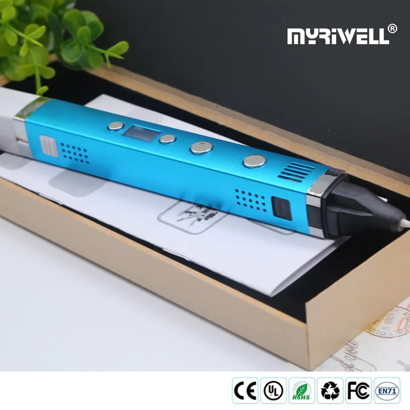 3D Printing Pen Myriwell RP-100C use pla abs pcl 1.75mm filament 3d printer pen low voltage Safety metal shell USB 3d pen Best Christmas present