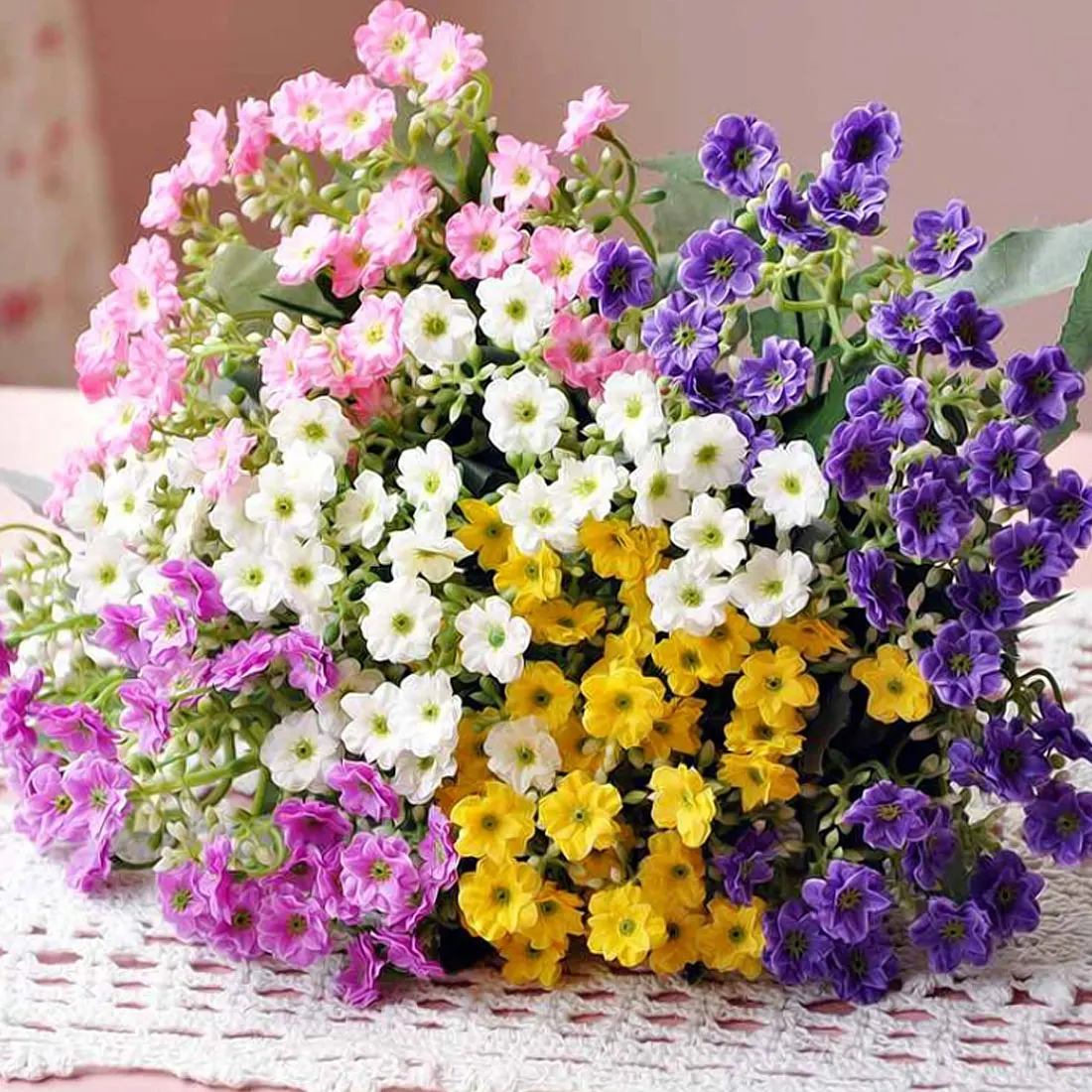 New 6 Branches Emulation Silk Flower Fork Milan ...