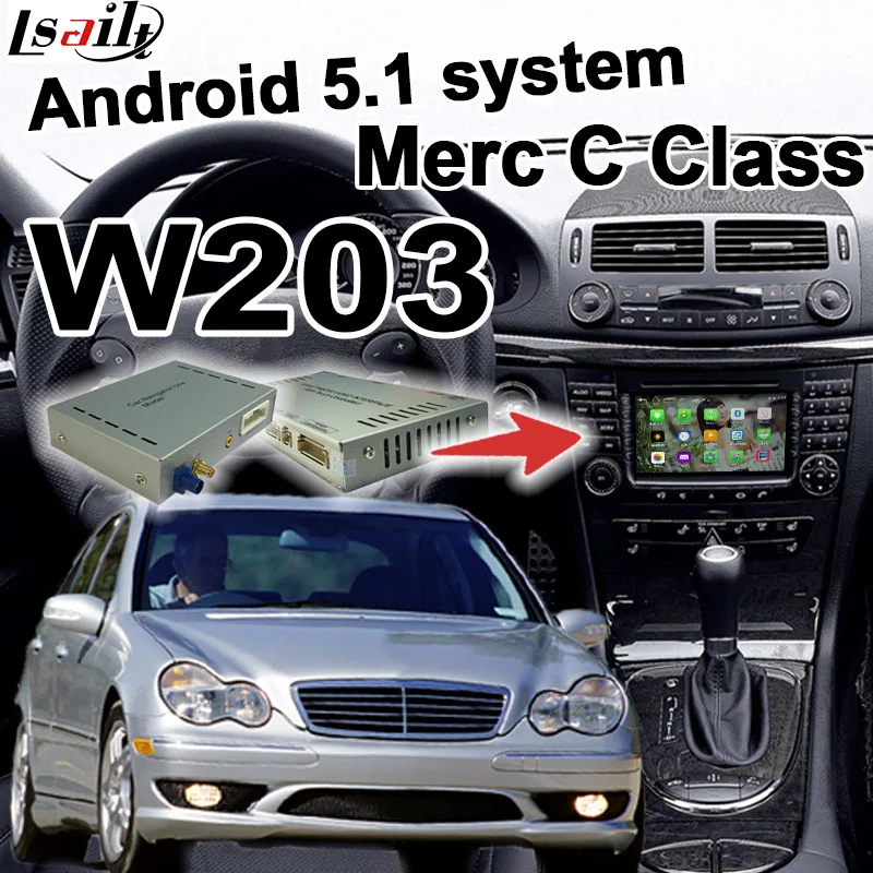 Android GPS navigation box video interface for Mercedes benz C Class W203 mirror link waze youtube