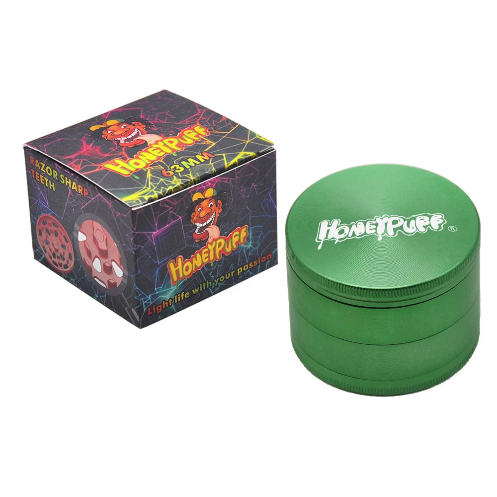 

HONEYPUFF Aircraft Aluminum Smoking Herb Grinder With Large Space 63MM 4 Piece Metal Tobacco Grinders Smoke Crusher