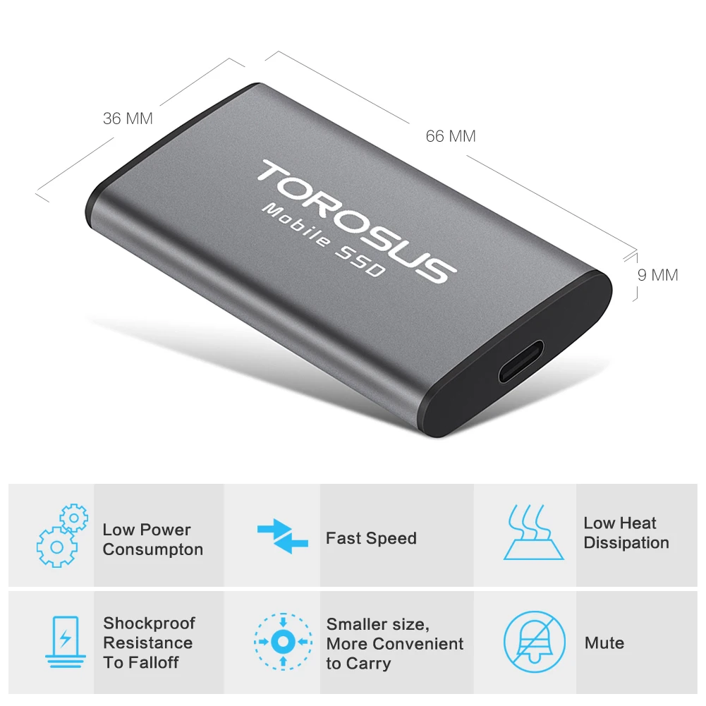 TOROSUS 500 Гб SSD Внешний жесткий диск Портативный SSD USB 3,0 1," Тип C внешний твердотельный накопитель для ноутбука телефон