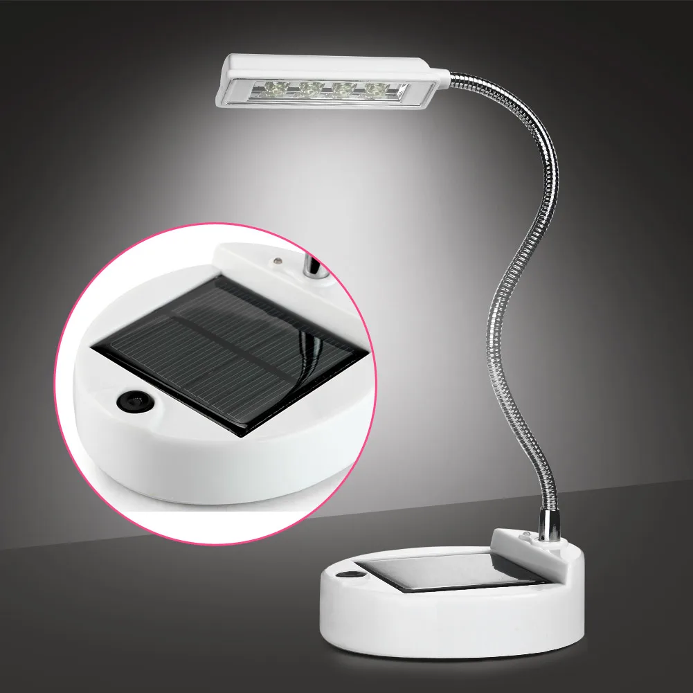 Flexible Gooseneck Style 0.3W 4LED Solar Table Lamp USB Power Bank Charger
