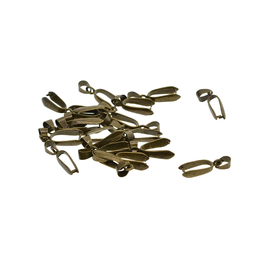 20 Pieces Pendant Pinch Clip Bails Pendant Connectors Clasps Antique Bronze Plated Handmade DIY Jewelry Findings
