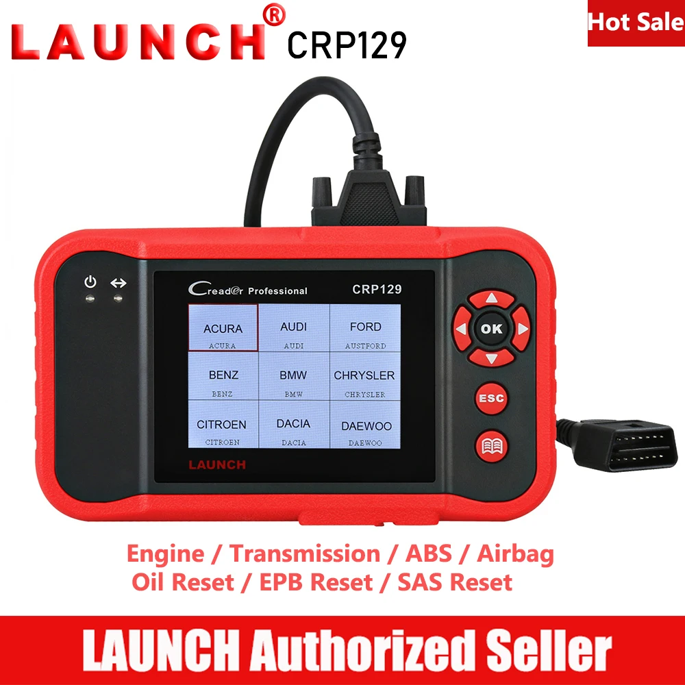 

LAUNCH CRP129 OBD2 Scanner Car Diagnostic Tool Engine Autoscanner Diagnostics Transmission ABS Airbag EPB SAS Oil Reset CRP 129