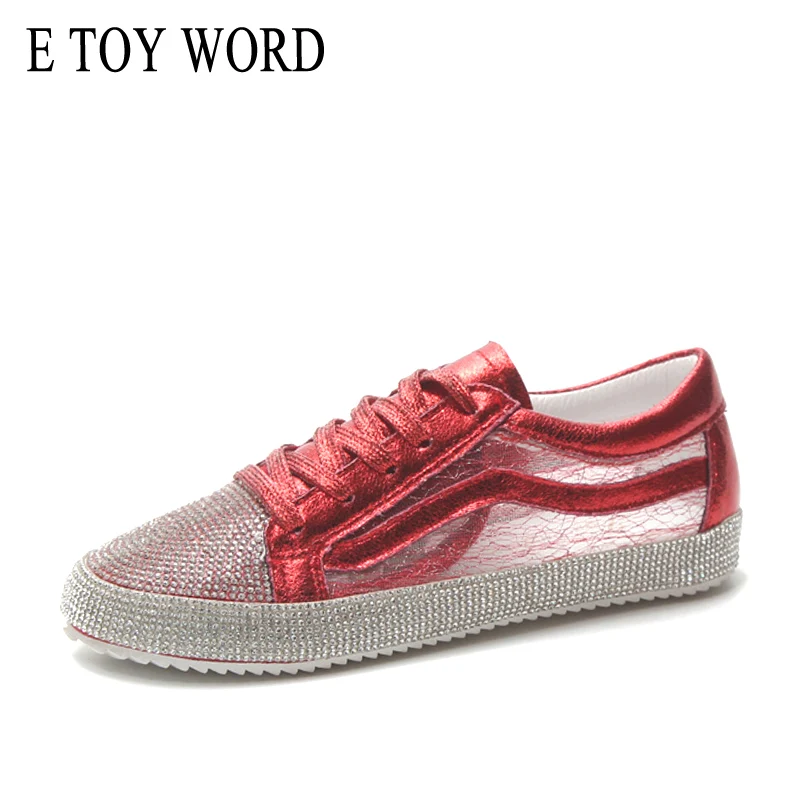

E TOY WORD Womens Sneakers Sequined Casual Shoes 2019 Spring Summer Fashion Breathable Mesh Rhinestone Women Shoes basket femme