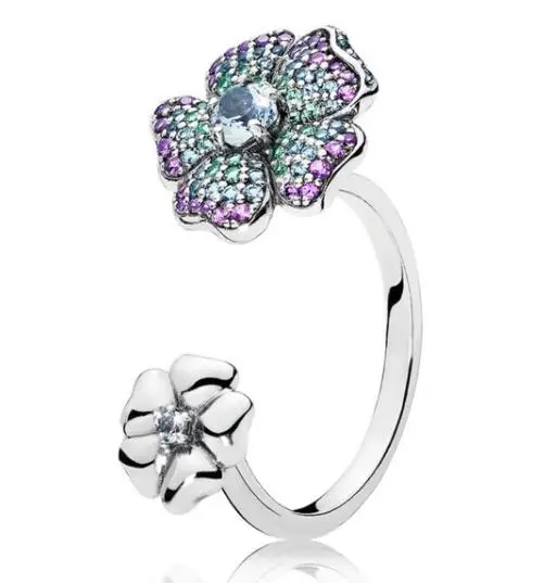 

Authentic 925 Sterling Silver Pan Ring Glorious Blooms Openwork Rings For Women Wedding Party Gift Fine Europe Jewelry
