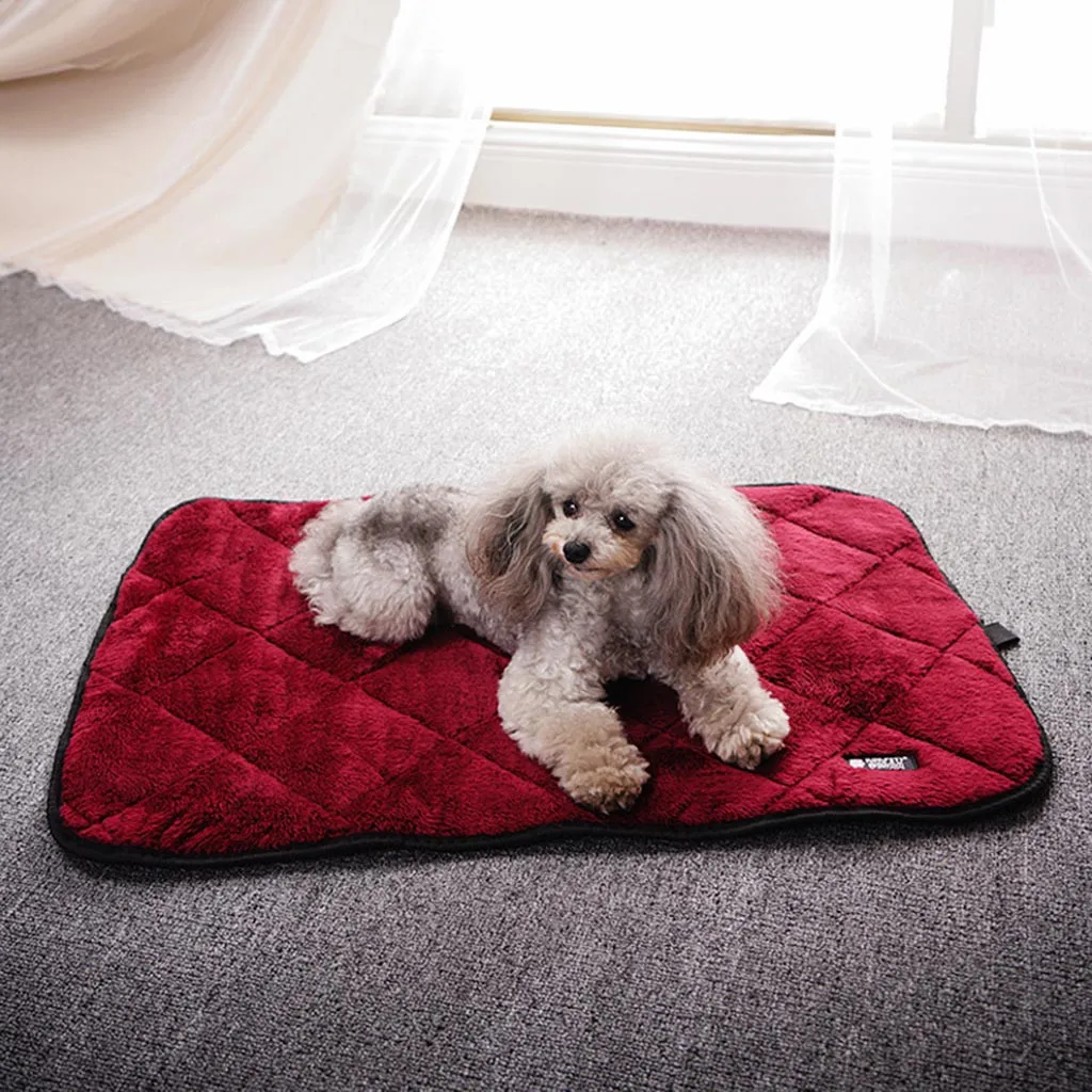 Winter Dog Bed Mat Puppy Cat Kennel Pad Pet Dog Cushion Coral Fleece