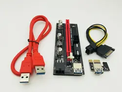 009 S 6Pin кабель-соединитель 16X адаптер с 2 светодиодный карты экспресс-sata Мощность кабель и 60 см USB 3,0 кабель для BTC шахтера Antminer добыча