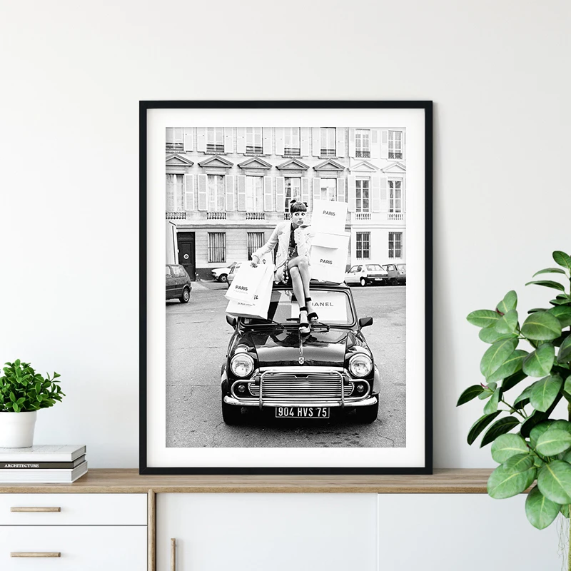 Girl black white photo canvas print