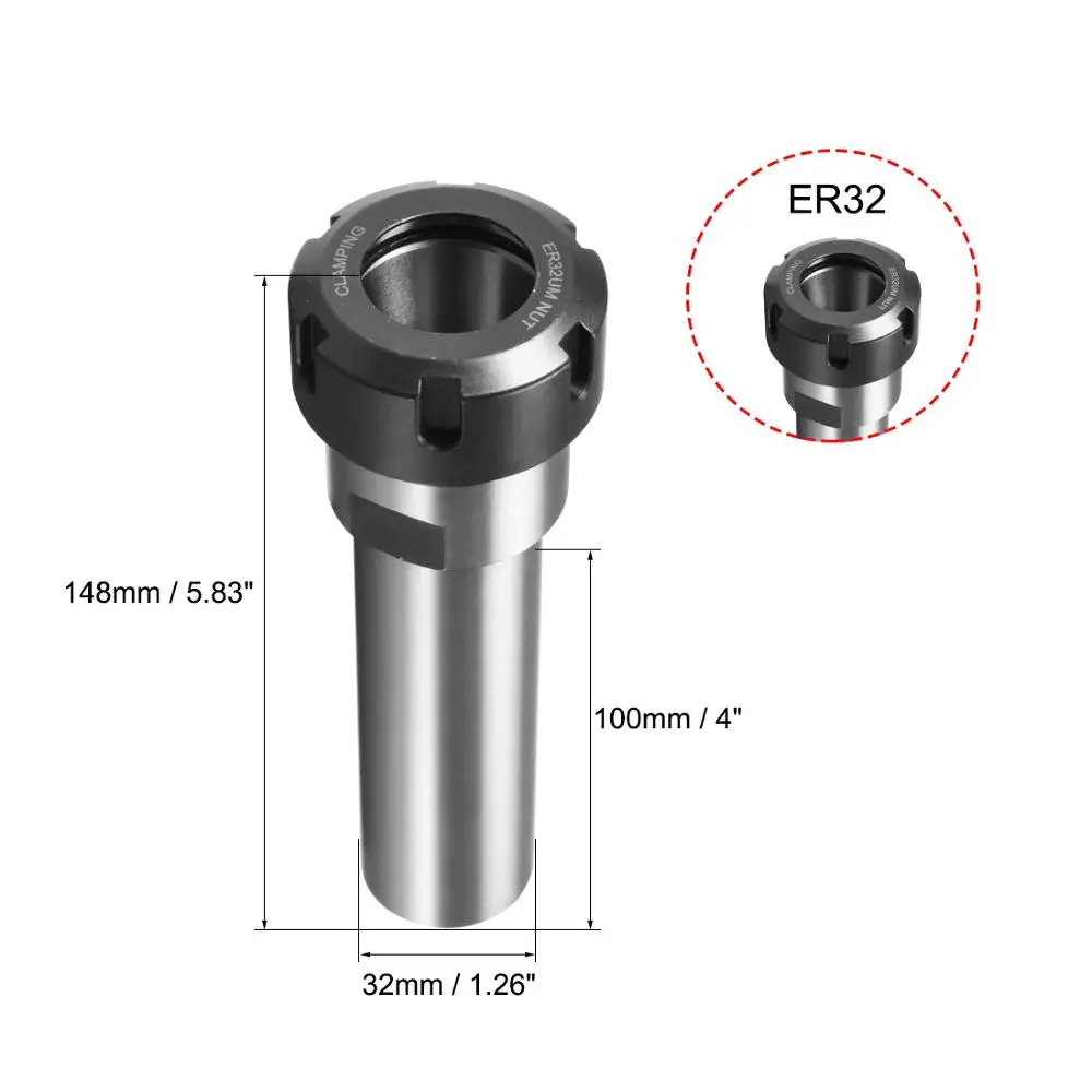 

uxcell C32 ER32 100L 150L Router Collet Chuck Holder Straight CNC Milling Extension Rod for CNC Lathe Milling