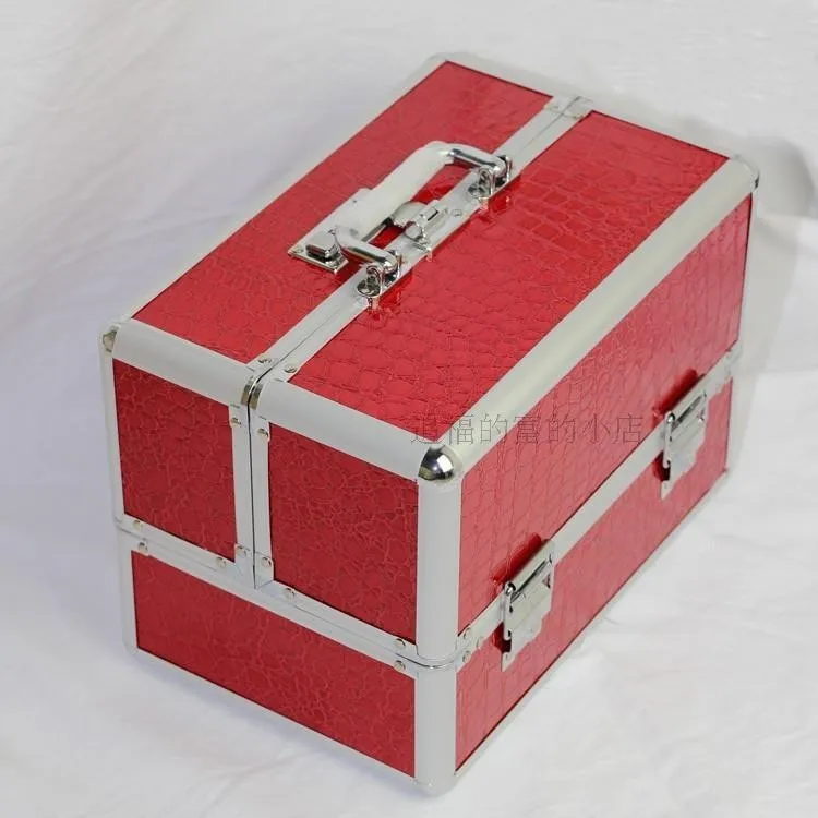 Профессиональный ПВХ кожа аллигатора макияж коробки, красные косметички, мужской и женский черный роскошный чемодан для косметики коробка
