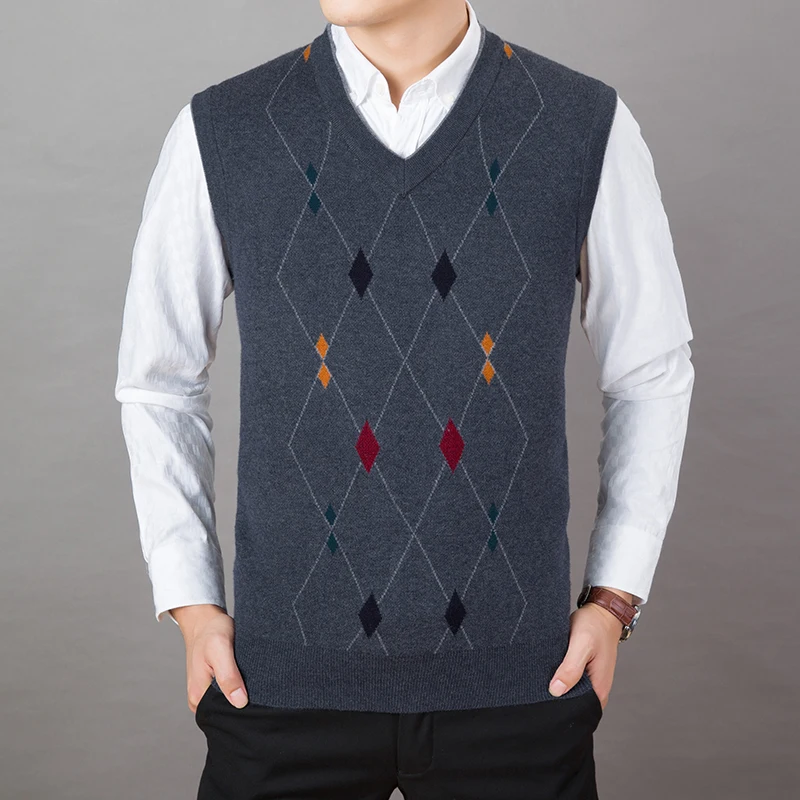 Aliexpress.com : Buy 2018 Spring Autumn Men Geometric Print V Neck Knitted Vests Middle Aged 