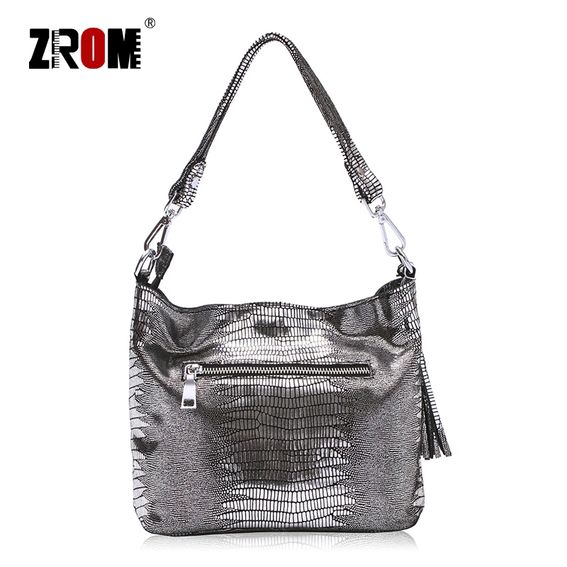 ZROM العلامة التجارية جلد طبيعي أزياء المرأة حقيبة يد عالية الجودة السيدات سحلية حقيبة كتف الأعلى مقبض حقيبة يد حقيبة ساع
