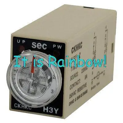 

Free Shipping AC 220V 8P Terminals DPDT 3 Seconds 3S Delay Timer Time Relay H3Y-2