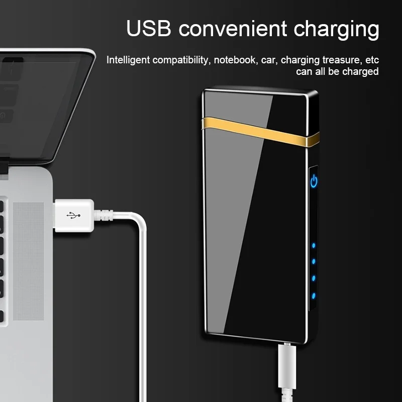 

Cigar Dual Arc Electric Lighter Usb Recharge Windproof Cigarette Lighter Plasma Arc Turbo Encendedor Electronic Gadgets for Men