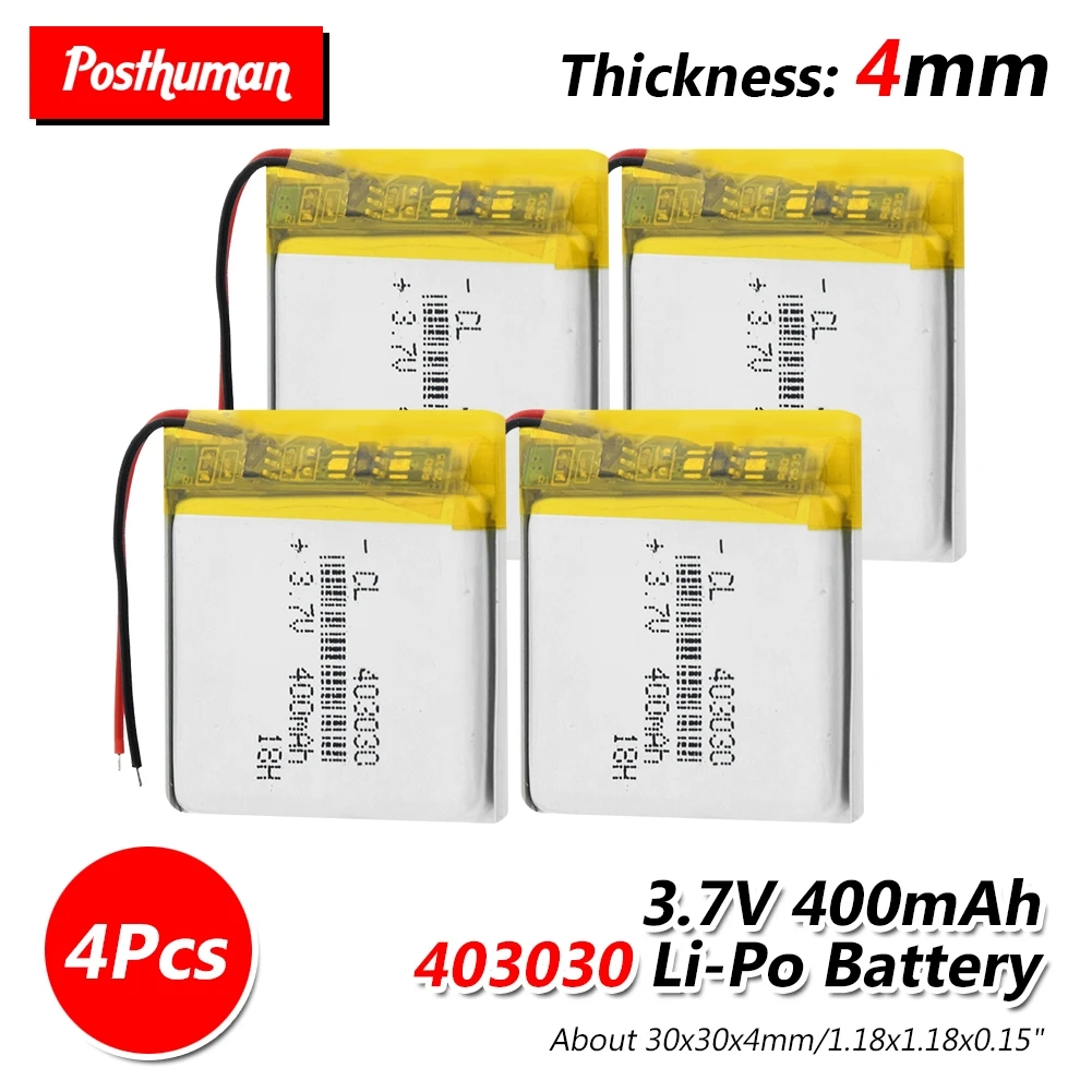 

3.7V 400mAh 403030 Rechargeable Battery Lithium Polymer Li-Po li ion Battery Lipo cells For GPS MP3 MP4 Watch Wireless Telephone